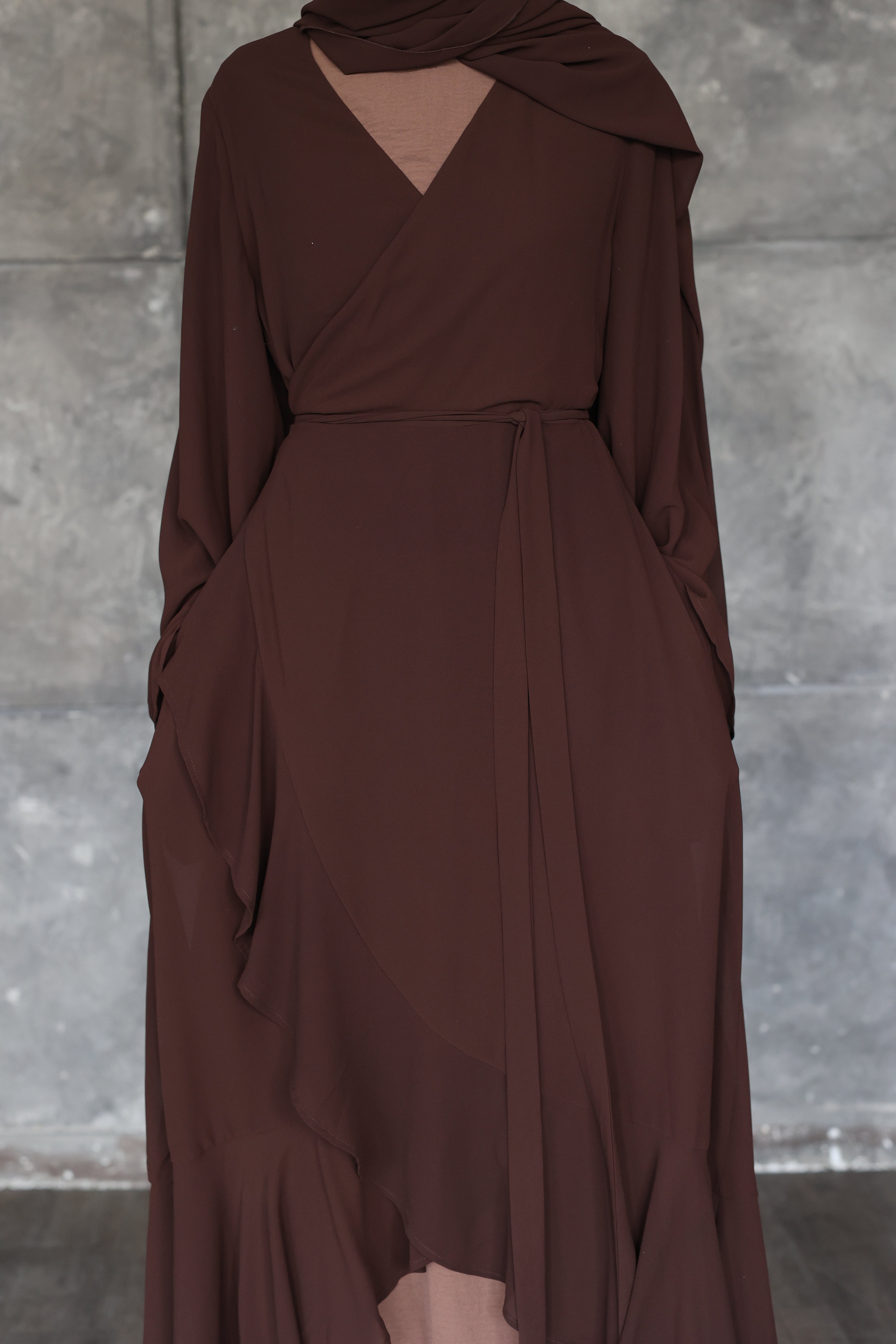 Coffee) Chiffon Wrap Dress A.SumayahShop LLC Coffee) Chiffon Wrap Dress A.SumayahShop LLC