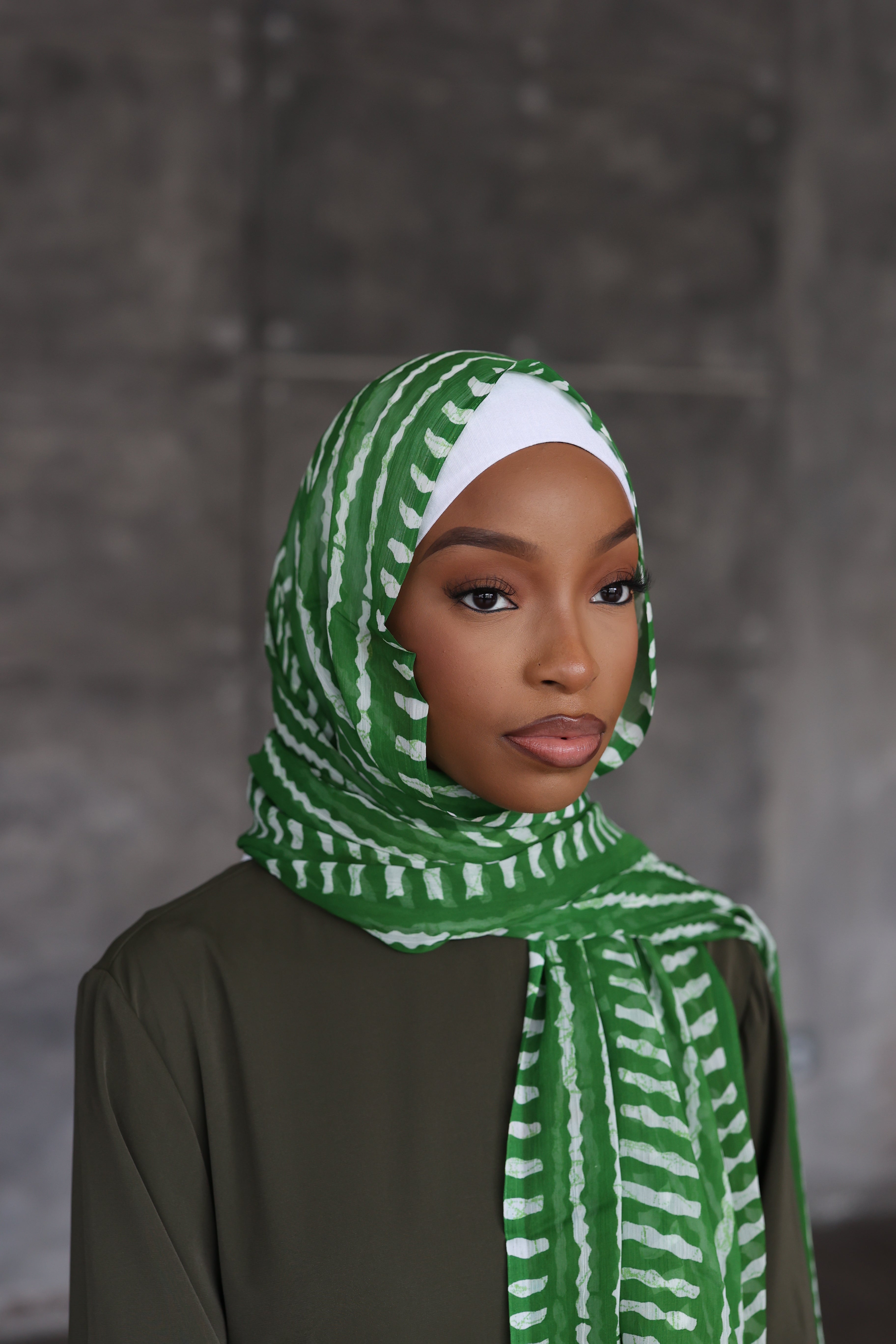 (Green) UZMA Hijab (Chiffon)