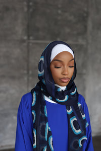 (Blue) AQUA Hijab (Chiffon)