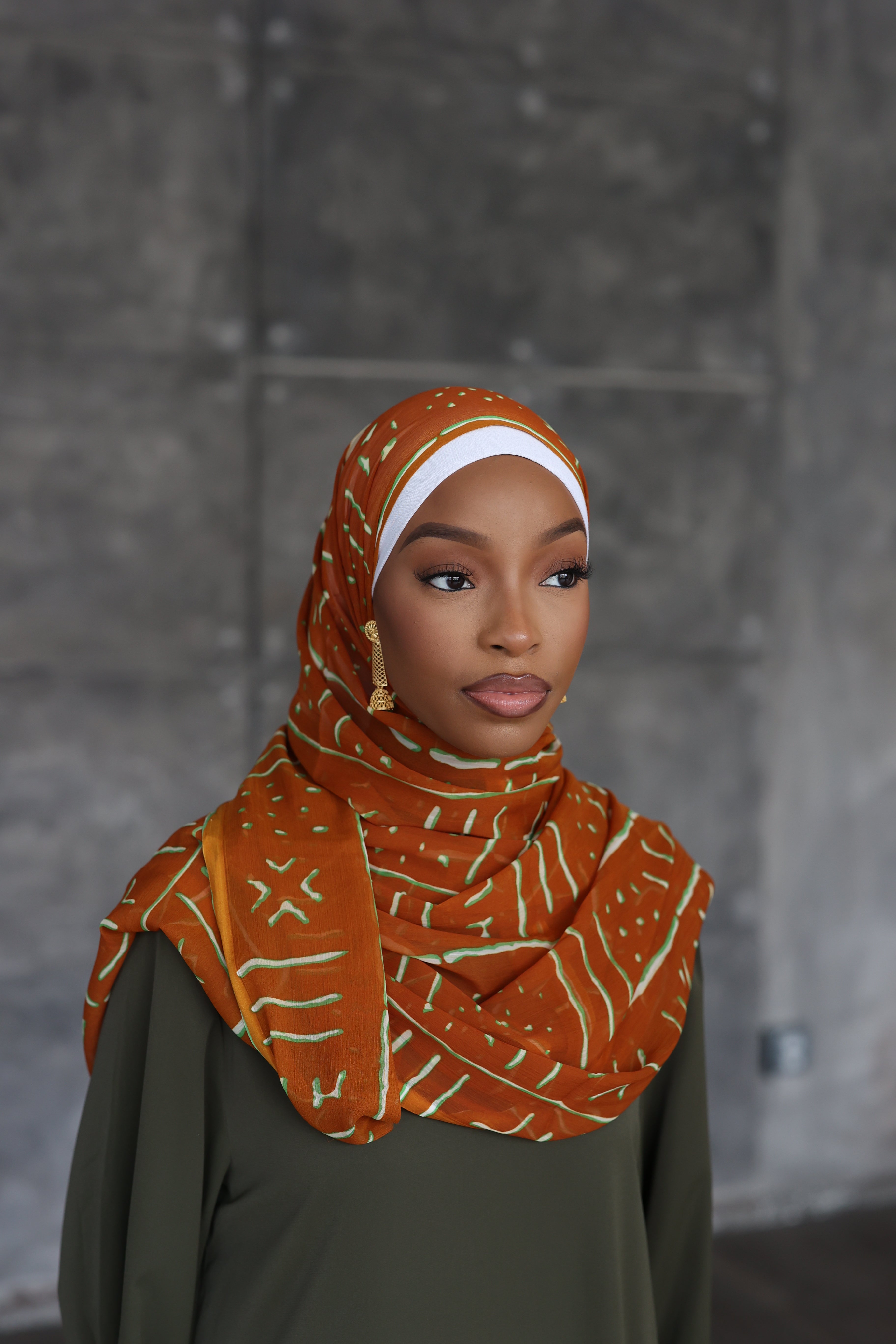 Imperfection on (Mustard) AMADI Hijab (Chiffon)