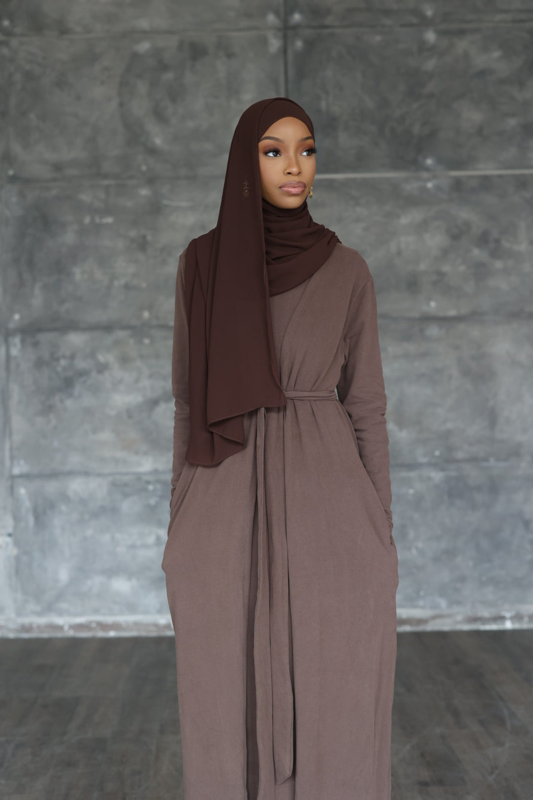 Brown Cozy Cotton Set (with slip dress)