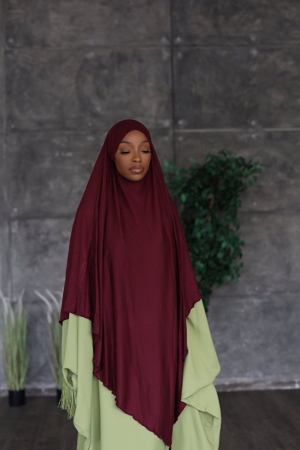 (Burgundy) Khimar (Jersey)