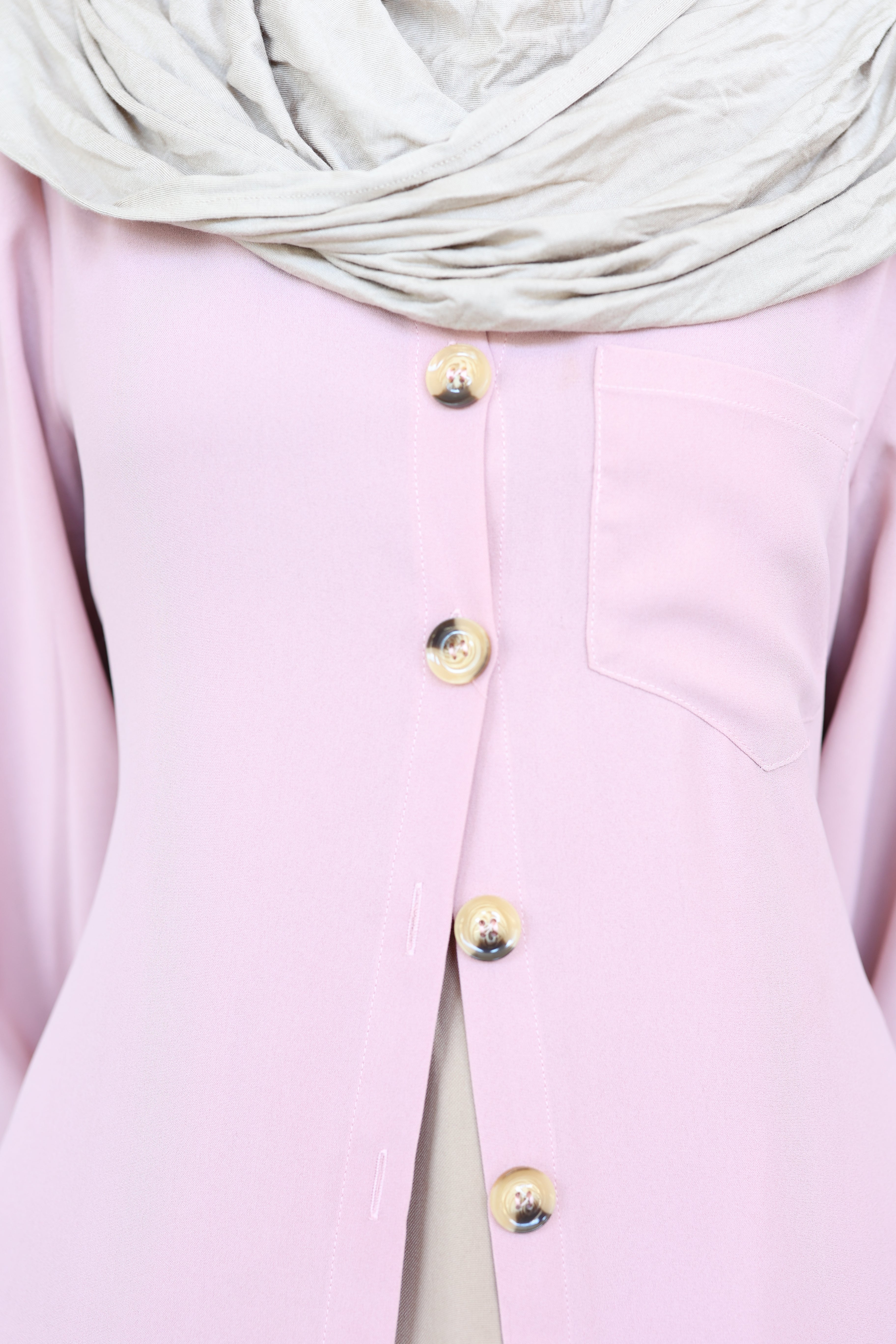 Casual Button Shirt Dress (Pink)