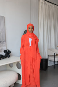 Orange Pleated Abaya