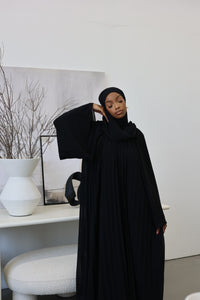 (Black) High Neck Pleated Dress