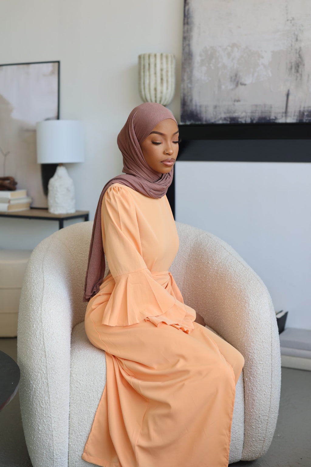 (Light Orange) Elegant Wrap Jumpsuit