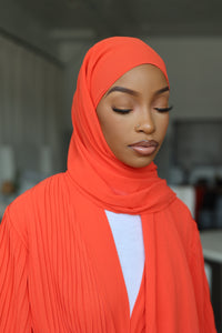 Orange Pleated Abaya