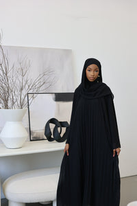 (Black) High Neck Pleated Dress
