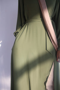 (Green) Chiffon Slit Dress