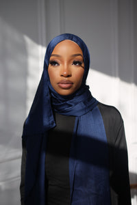 (Navy) Satin Hijab