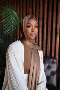 (Brown) Satin Hijab