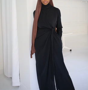 (Black) Elegant Wrap Jumpsuit