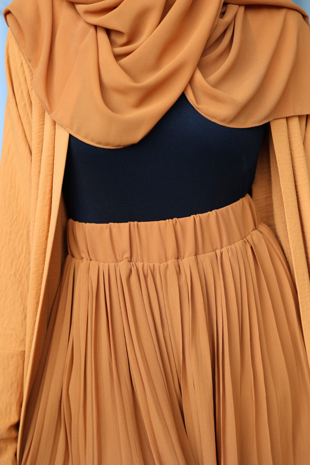 (Orange) Pleated Wide Leg Pants
