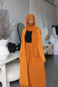 (Orange) Pleated Wide Leg Pants