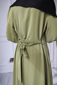 Casual Button Shirt Dress (Olive)