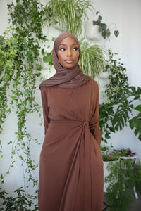 Imperfection on (Brown) Elegant Wrap Jumpsuit