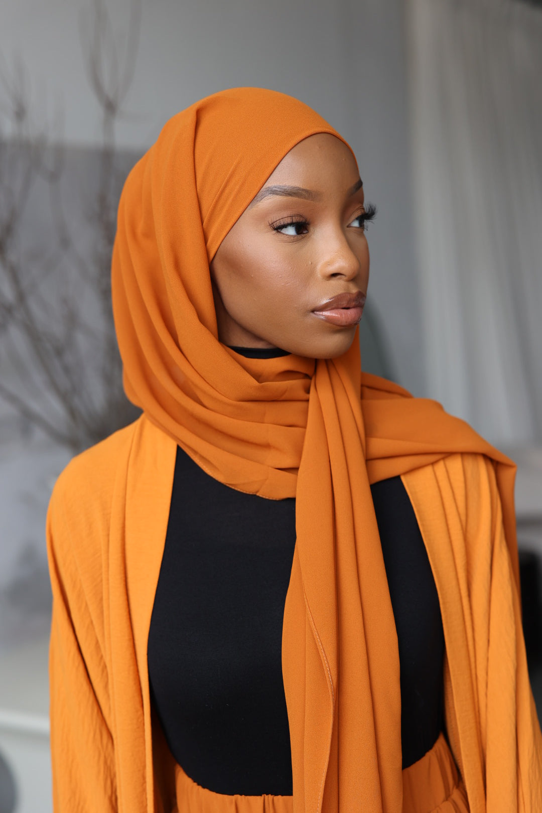 (Orange) Pleated Wide Leg Pants